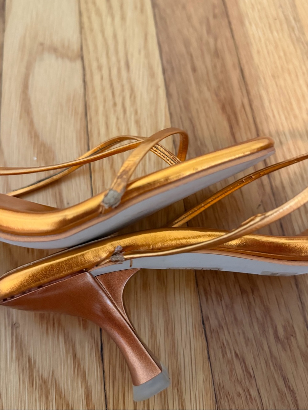 Jeffrey Campbell Metallic Orange Strappy Kitten-Heel Sandals - Picture 6 of 8